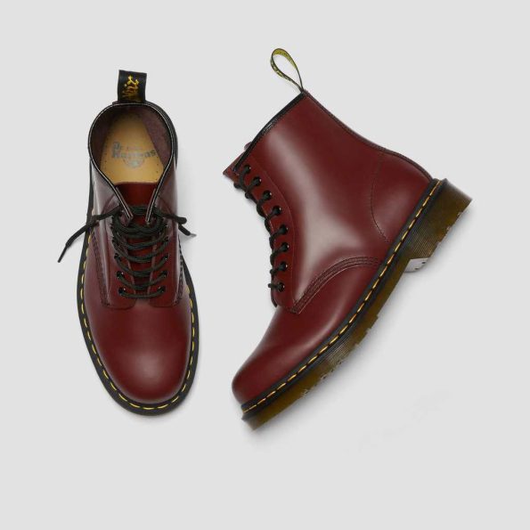 بوت دکتر مارتینز 1460 8 بند اسموت آلبالویی - Dr Martens 1460 Smooth Leather Lace up Boots
