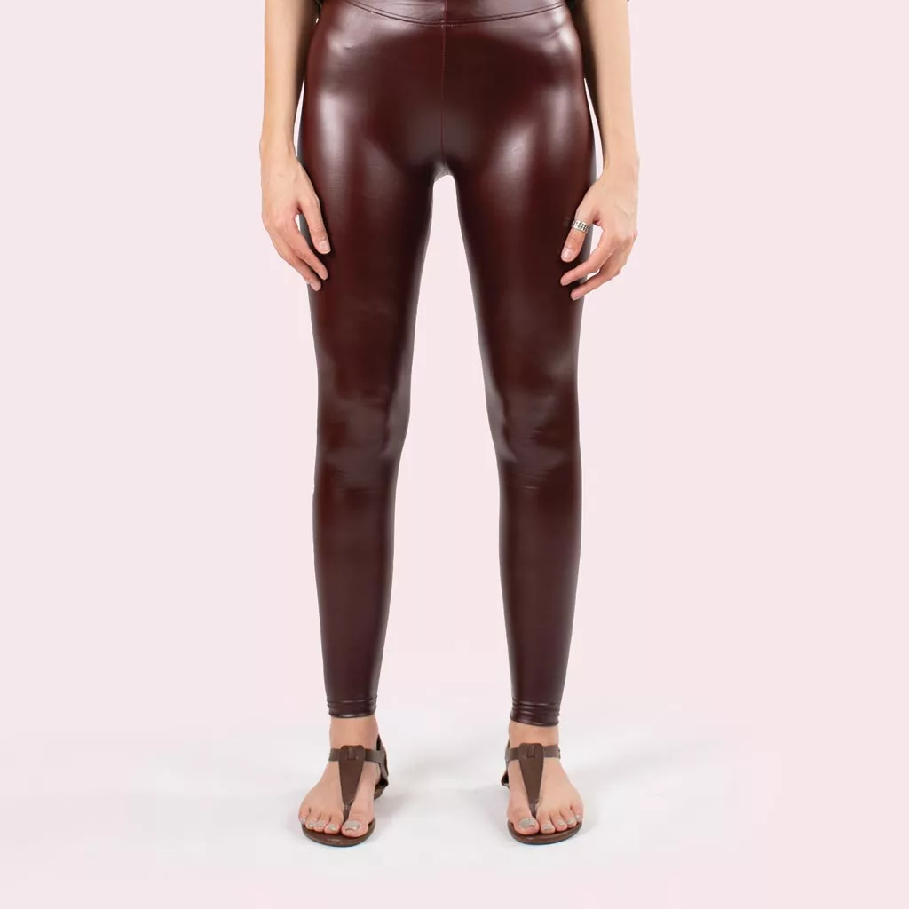 لگ چرمی جگری مات آگی - Agi Leather Look Leggings Bordo