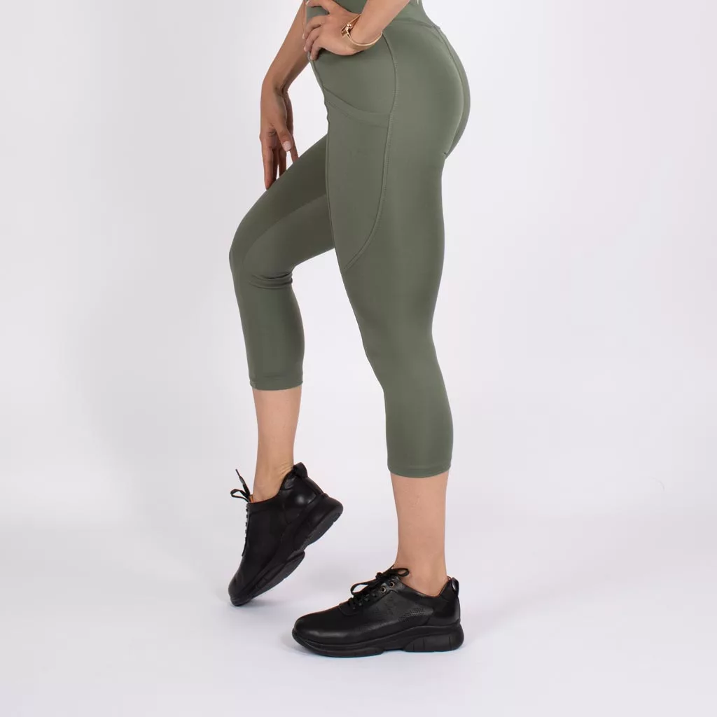 لگ اسلیم افکت جیبدار زیتونی قد 75 - Agi Slim Effect Leggings Haki