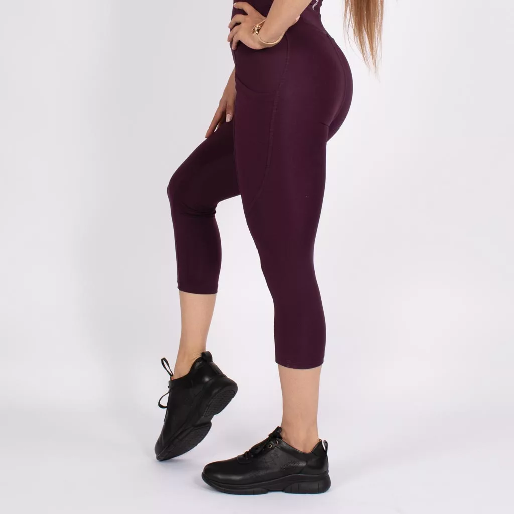 لگ اسلیم افکت جیبدار بادمجانی قد 75 - Agi Slim Effect Leggings Mürdüm