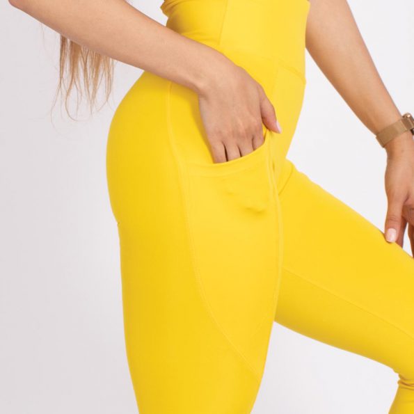 لگ اسلیم افکت جیبدار زرد قد 75 - Agi Slim Effect Leggings Sari
