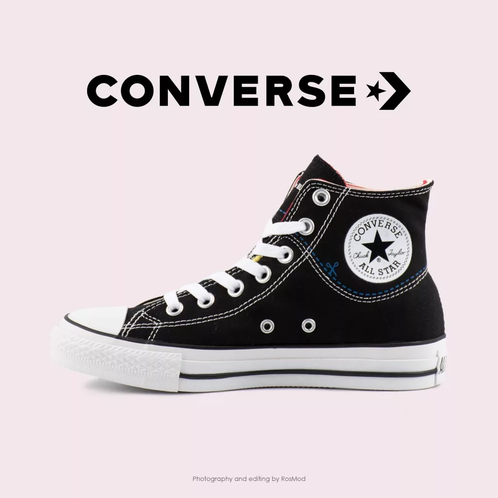 کتانی کانورس آل استار کات لاین مشکی - Converse Cut Line Black High Tops