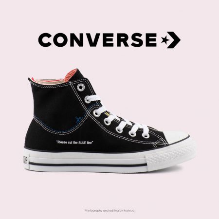 کتانی کانورس آل استار کات لاین مشکی - Converse Cut Line Black High Tops