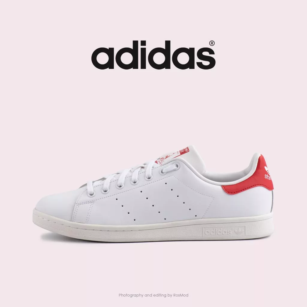 کتانی آدیداس استن اسمیت - Adidas Stan Smith Cloud White and Collegiate Red Shoes M20326