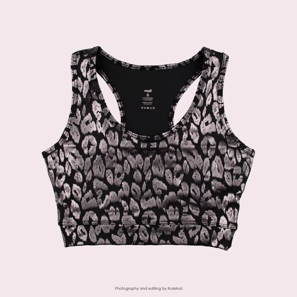 نیم تنه اسلیم طرح پلنگی نقره کوب آگی - Agi Slimming Sport Bra Silver Leopard Pattern