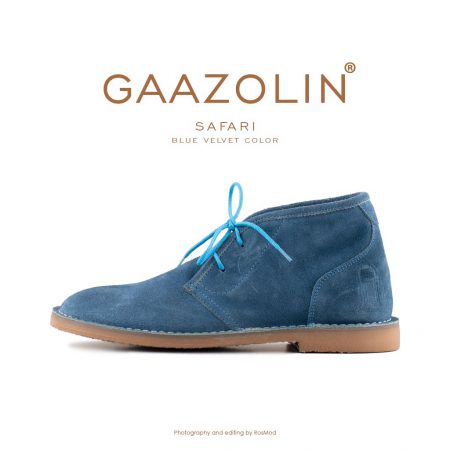 کفش صحرایی سافاری گازولین مخمل آبی - GAAZOLIN Safari Veldskoen Shoes Blue Velvet