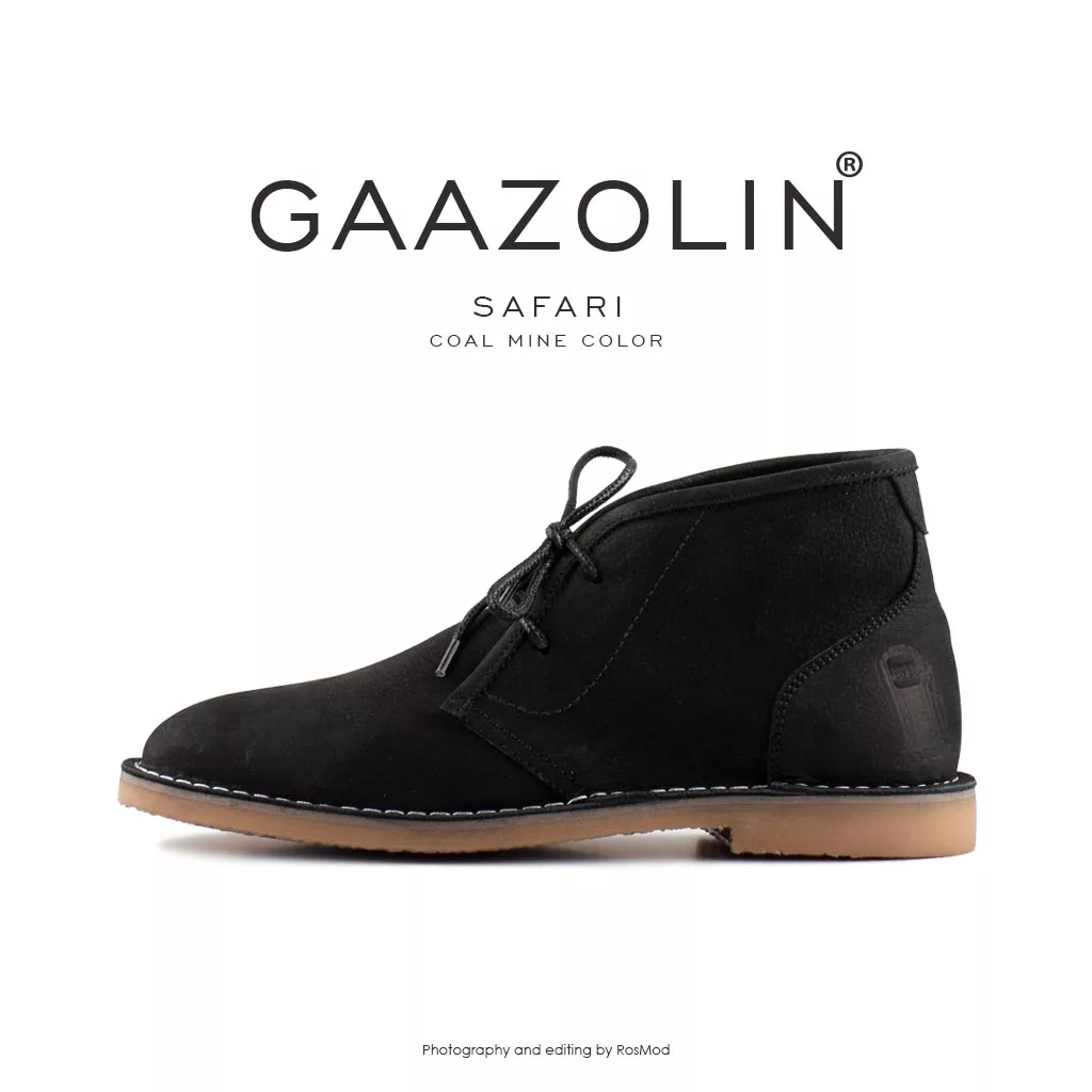کفش صحرایی سافاری گازولین مشکی - GAAZOLIN Safari Veldskoen Shoes Coal Mine