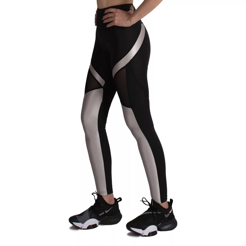 لگ اسلیم ورزشی مشکی/نقره ای - Agi Slimming Sportive Leggings Siyah/Gümüş