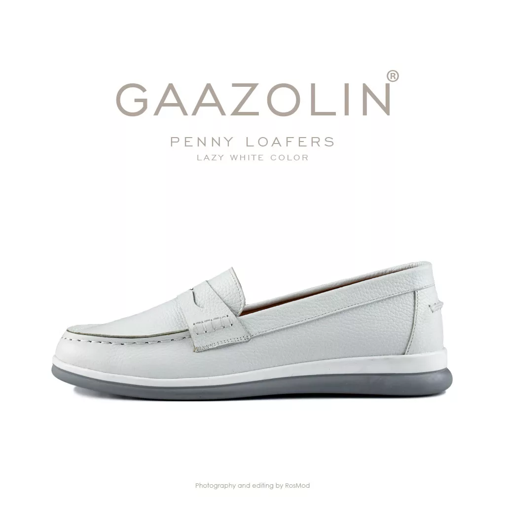 لوفر پنی گازولین سفید - GAAZOLIN Penny Loafers Lazy White Color