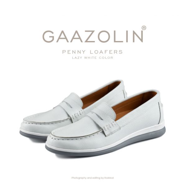 لوفر پنی گازولین سفید - GAAZOLIN Penny Loafers Lazy White Color