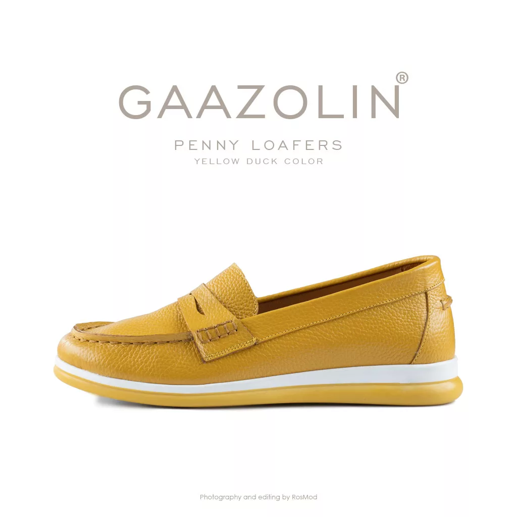 لوفر پنی گازولین خردلی - GAAZOLIN Penny Loafers Yellow Duck Color