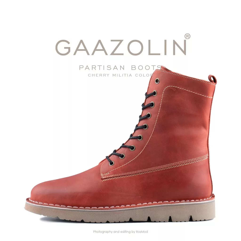 بوت پارتیزان گازولین آلبالویی - GAAZOLIN Partisan Boots Cherry Militia