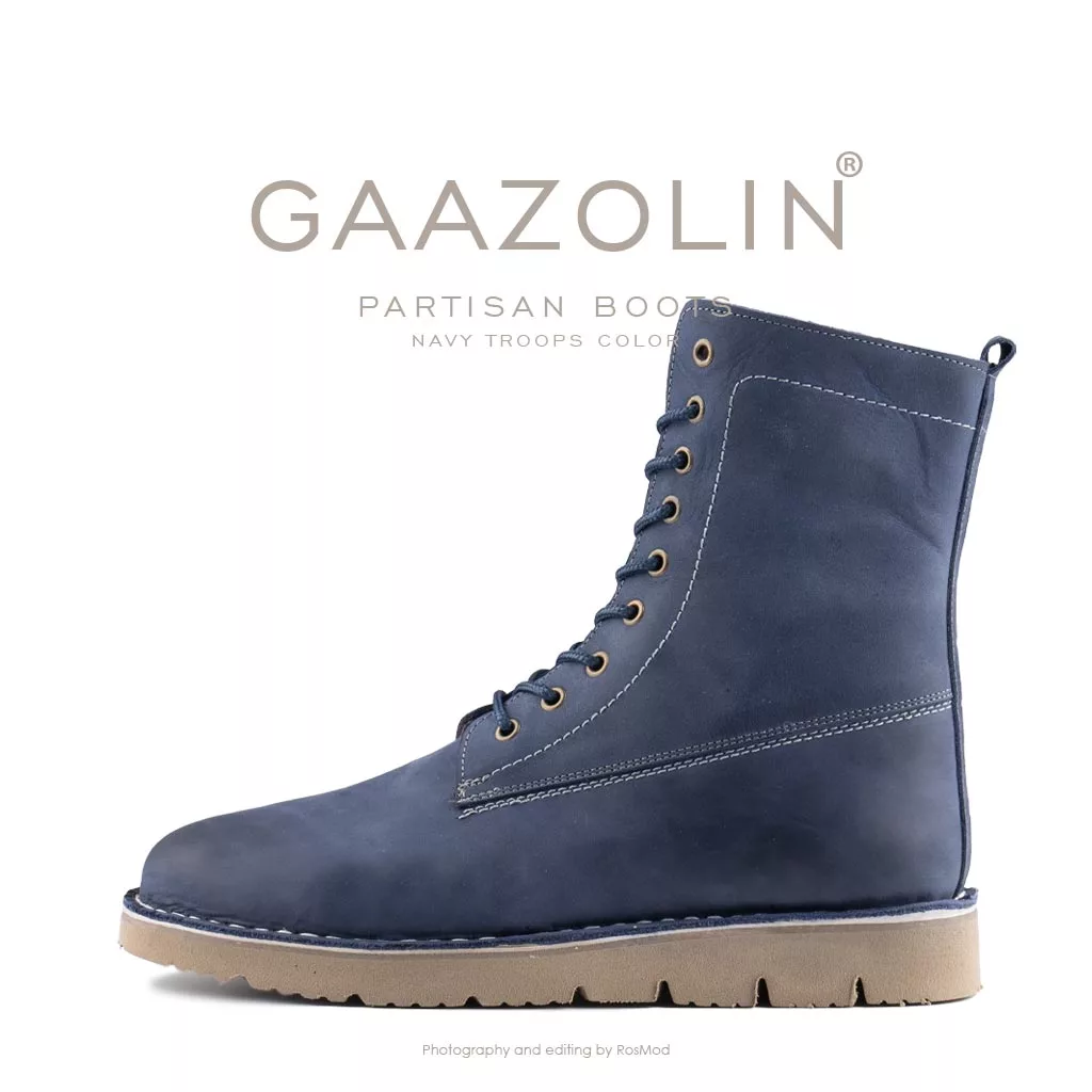 بوت پارتیزان گازولین آبی دریایی - GAAZOLIN Partisan Boots Navy Troops