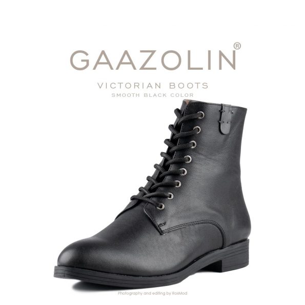 بوت ویکتورین گازولین مشکی مات - GAAZOLIN Victorian Boots Smooth Black