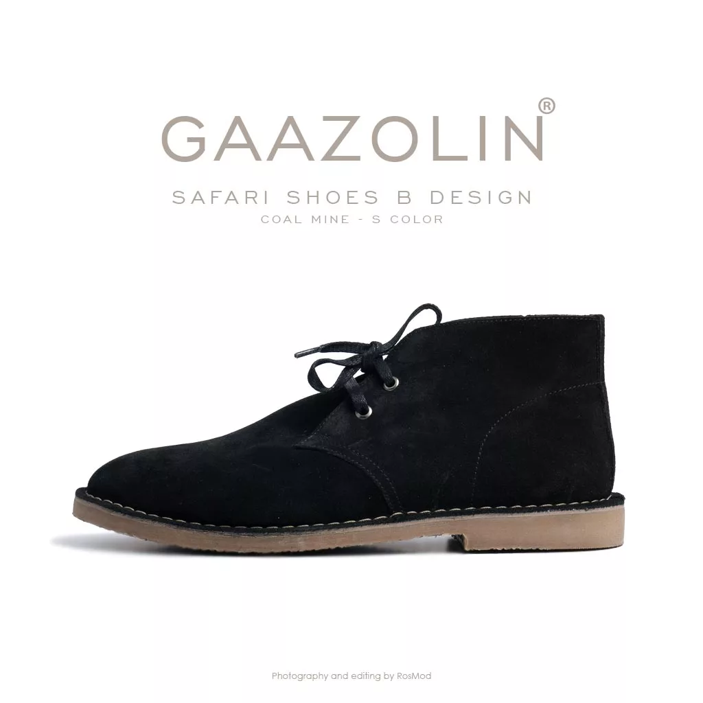 کفش صحرایی سافاری گازولین مشکی جیر - GAAZOLIN Safari Veldskoen B Design Coal Mine S