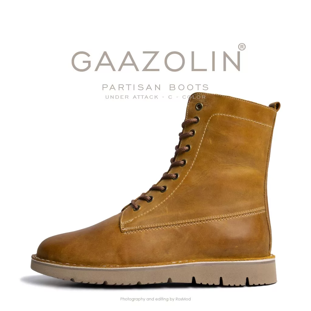 بوت پارتیزان گازولین خردلی سوخته - GAAZOLIN Partisan Boots Under Attack C