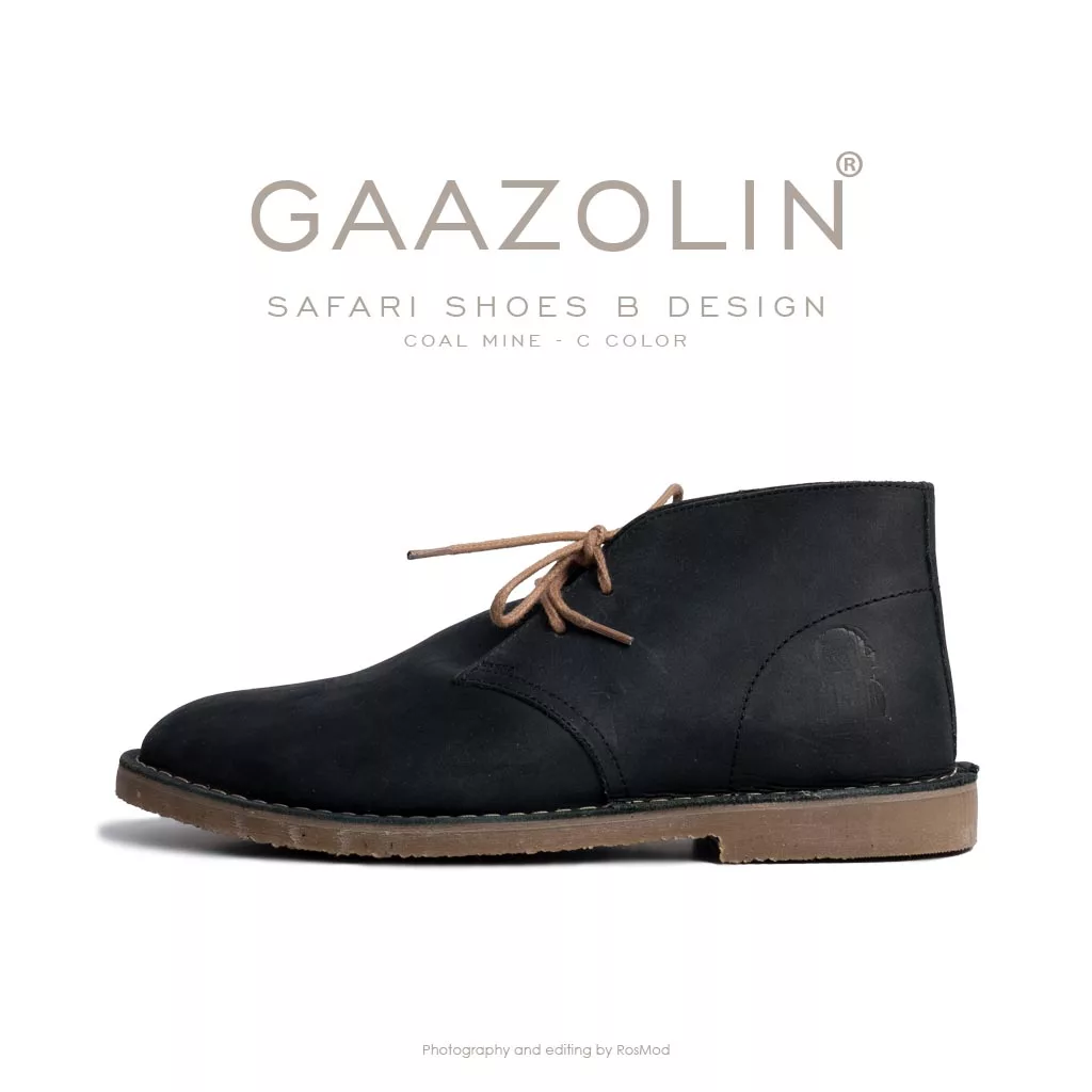 کفش صحرایی سافاری گازولین مشکی کریزی هورس - GAAZOLIN Safari Veldskoen B Design Coal Mine C