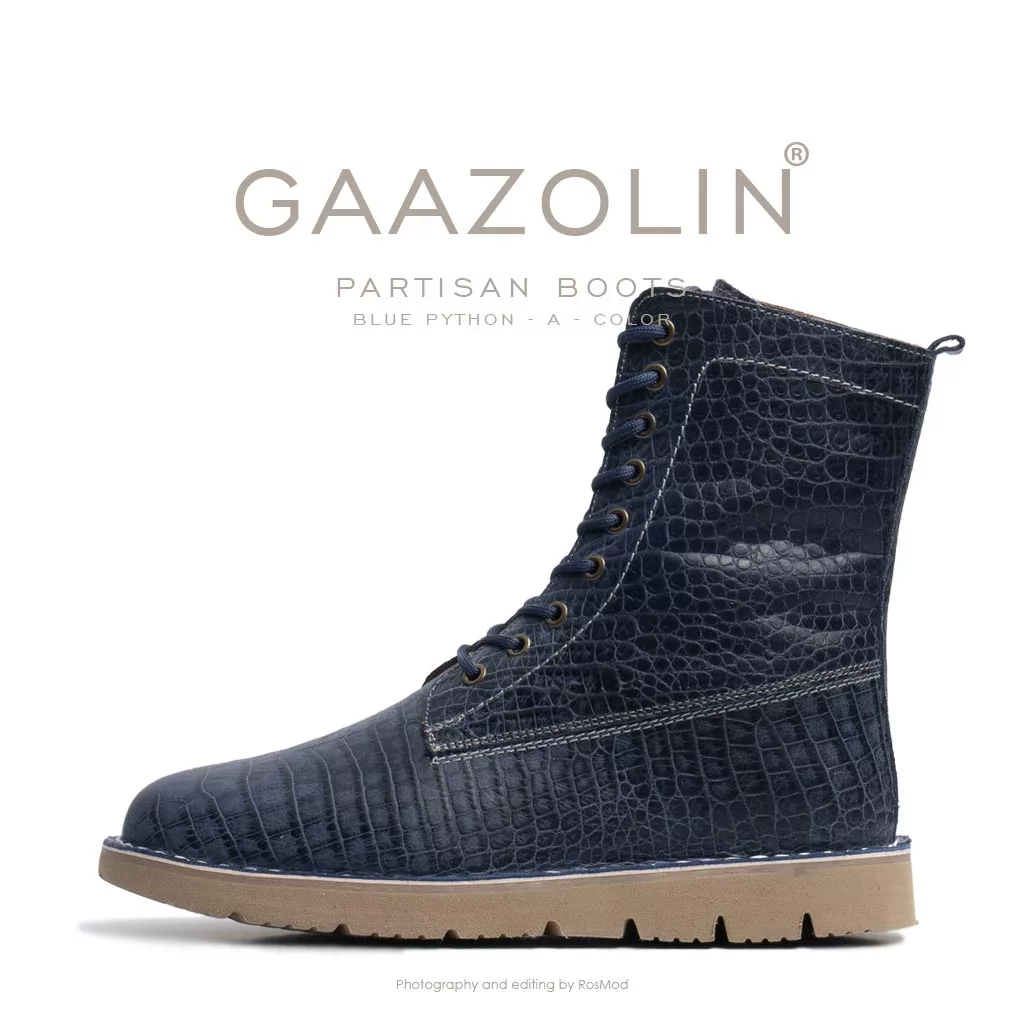 بوت پارتیزان گازولین آبی کروکو - GAAZOLIN Partisan Boots Blue Python A