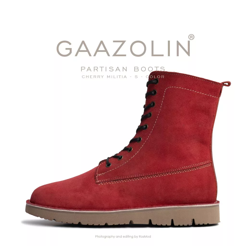 بوت پارتیزان گازولین آلبالویی جیر - GAAZOLIN Partisan Boots Cherry Militia S