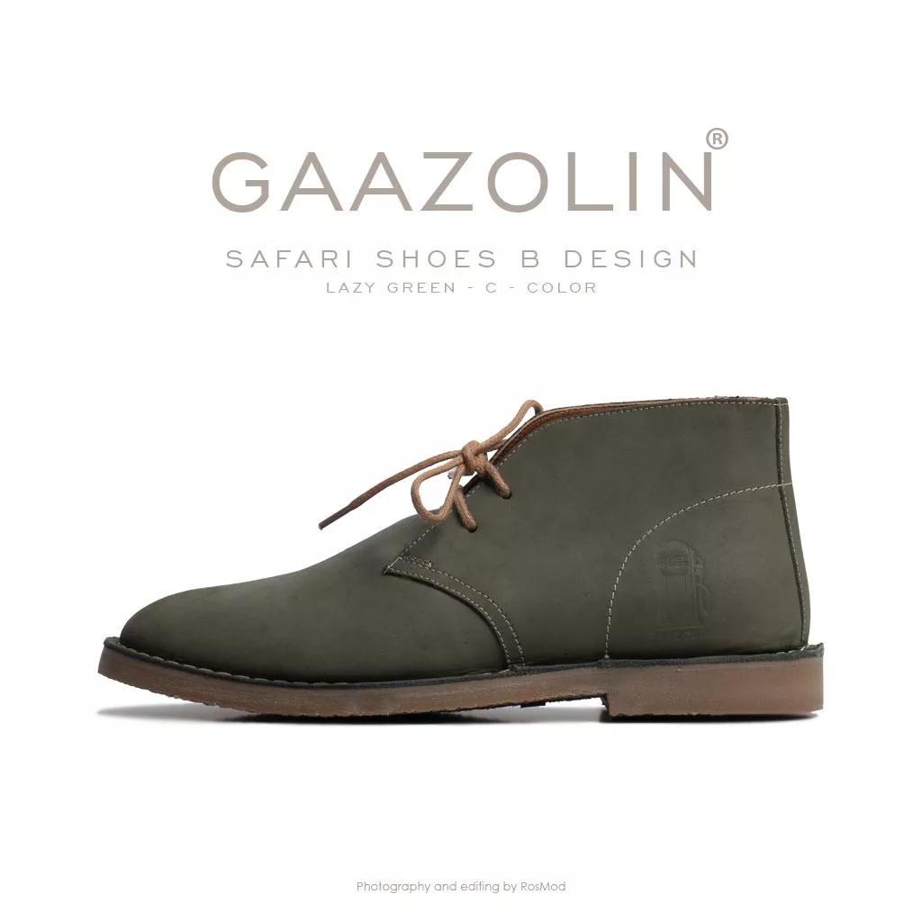 کفش صحرایی سافاری گازولین سبز تنبل کریزی هورس - GAAZOLIN Safari Veldskoen B Design Lazy Green C