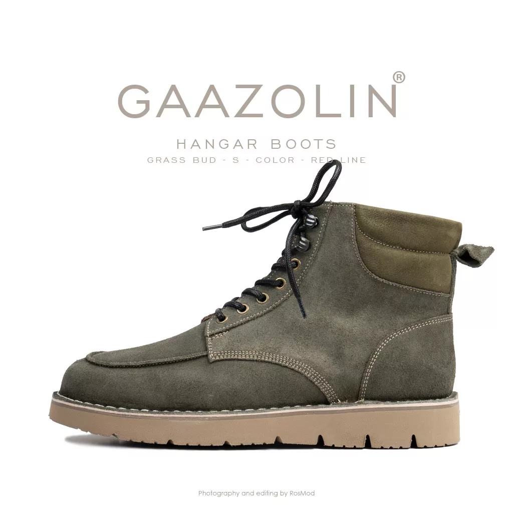 بوت هانگر گازولین سبز بی فروغ جیر - GAAZOLIN Hangar Boots Grass Bud S