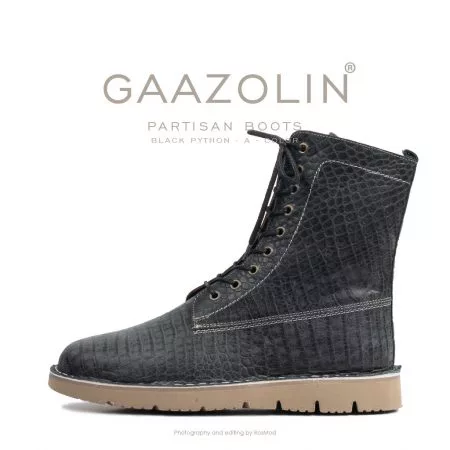 بوت پارتیزان گازولین پیتون مشکی - GAAZOLIN Partisan Boots Black Python A