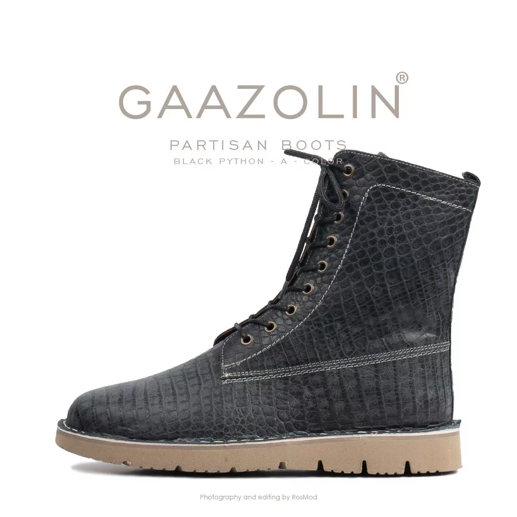 بوت پارتیزان گازولین پیتون مشکی - GAAZOLIN Partisan Boots Black Python A