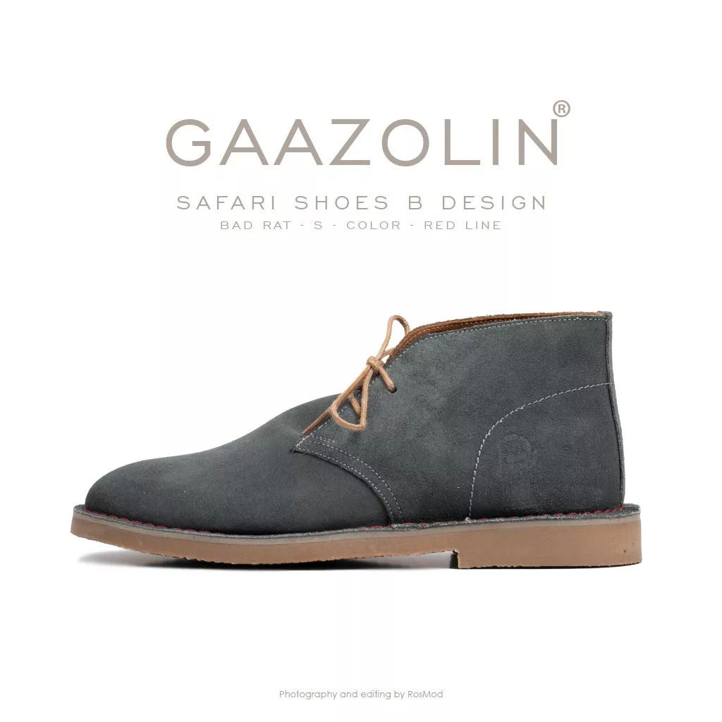 کفش صحرایی سافاری گازولین موشی جیر دور قرمز - GAAZOLIN Safari Veldskoen B Design Bad Rat S - Red Line