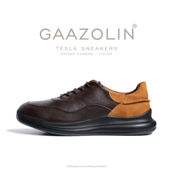 کتانی تسلا گازولین قهوه‌ای کروم - GAAZOLIN Tesla Sneakers Brown Chrome