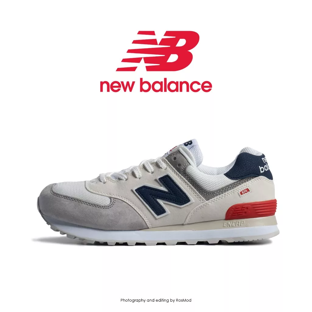 کتانی نیوبالانس 574 شیری طوسی - New Balance ML574 White