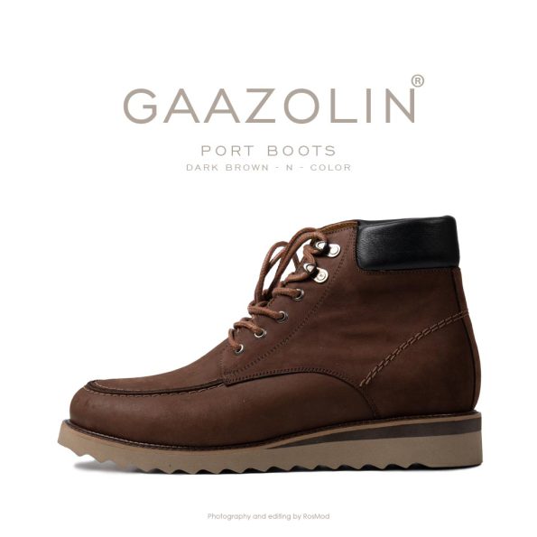 بوت پورت گازولین گردویی نبوک - GAAZOLIN Port Boots Dark Brown N