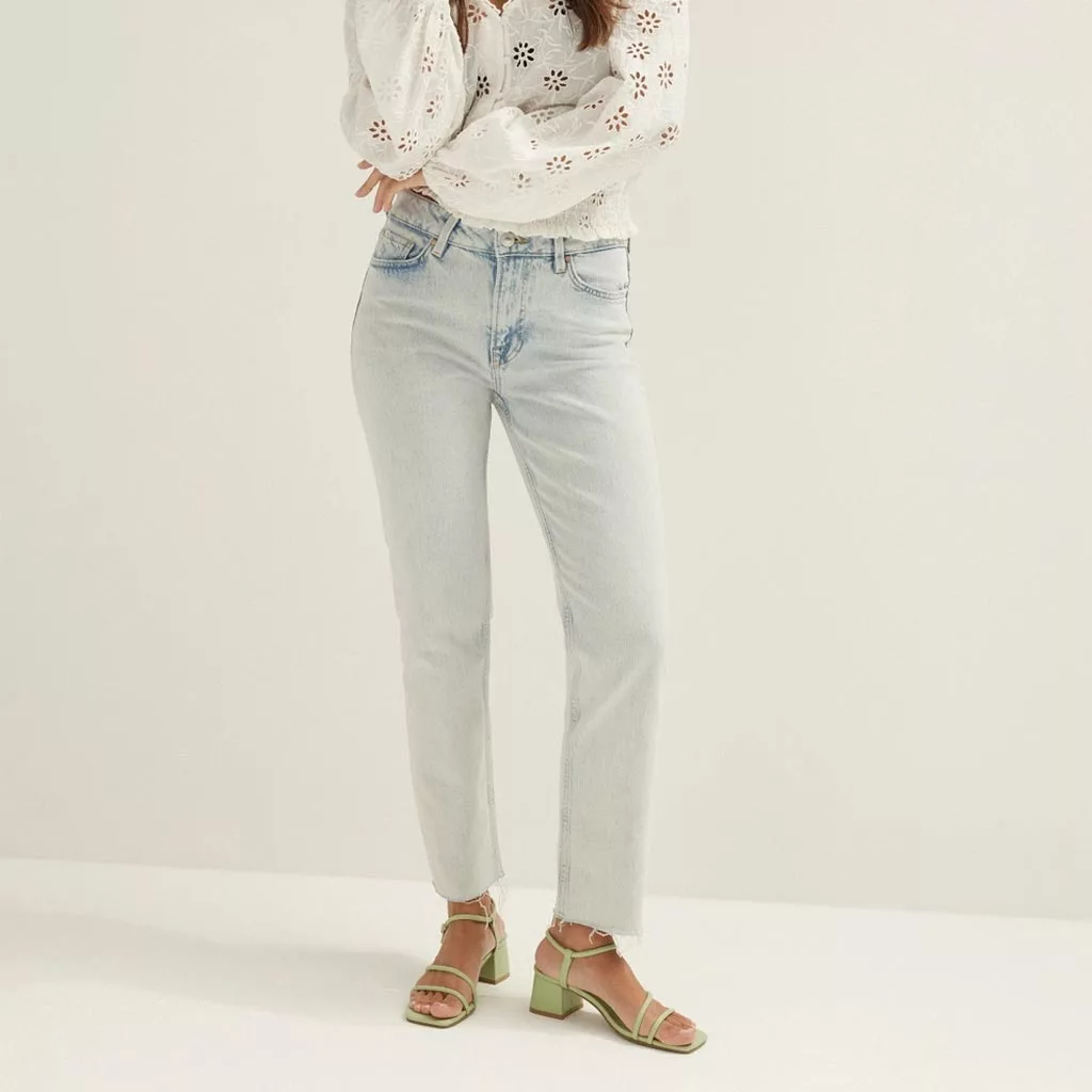 شلوار جین زنانه آبی روشن کاتن کلاب - Cotton Club Jeans Straight High Rise Carly Light Blue