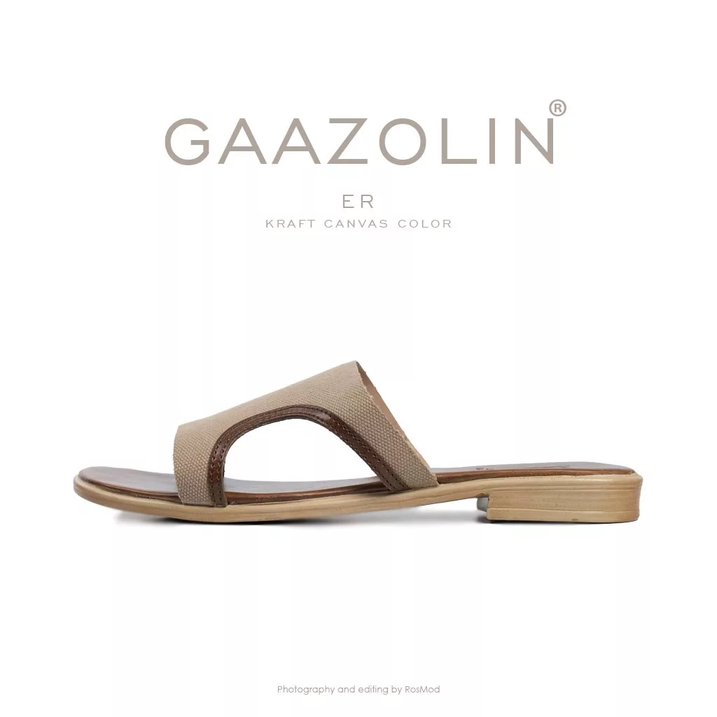 صندل اِر گازولین کرم شکلات برزنتی - GAAZOLIN Er Sandals Kraft Canvas