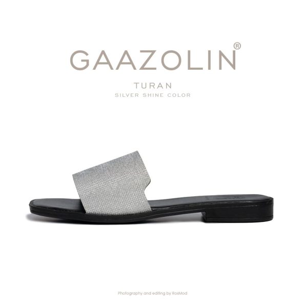 صندل توران گازولین مشکی نقره ای - GAAZOLIN Turan Sandals Silver Shine