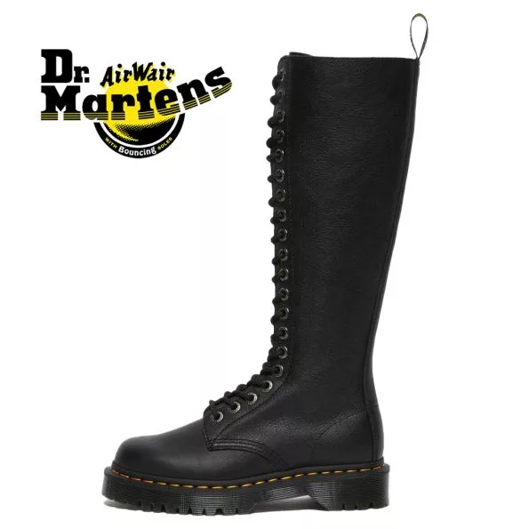 بوت دکتر مارتنز 20 بند 1B60 بکس پیزا مشکی - Dr Martens 1B60 BEX Pisa Leather Knee High Boots