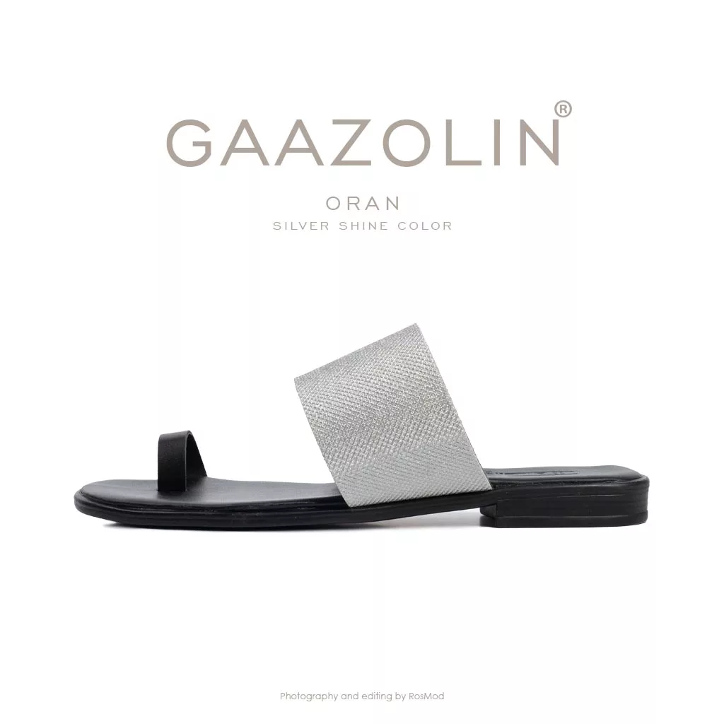 صندل اُران گازولین مشکی نقرهای - GAAZOLIN Oran Sandals Silver Shine