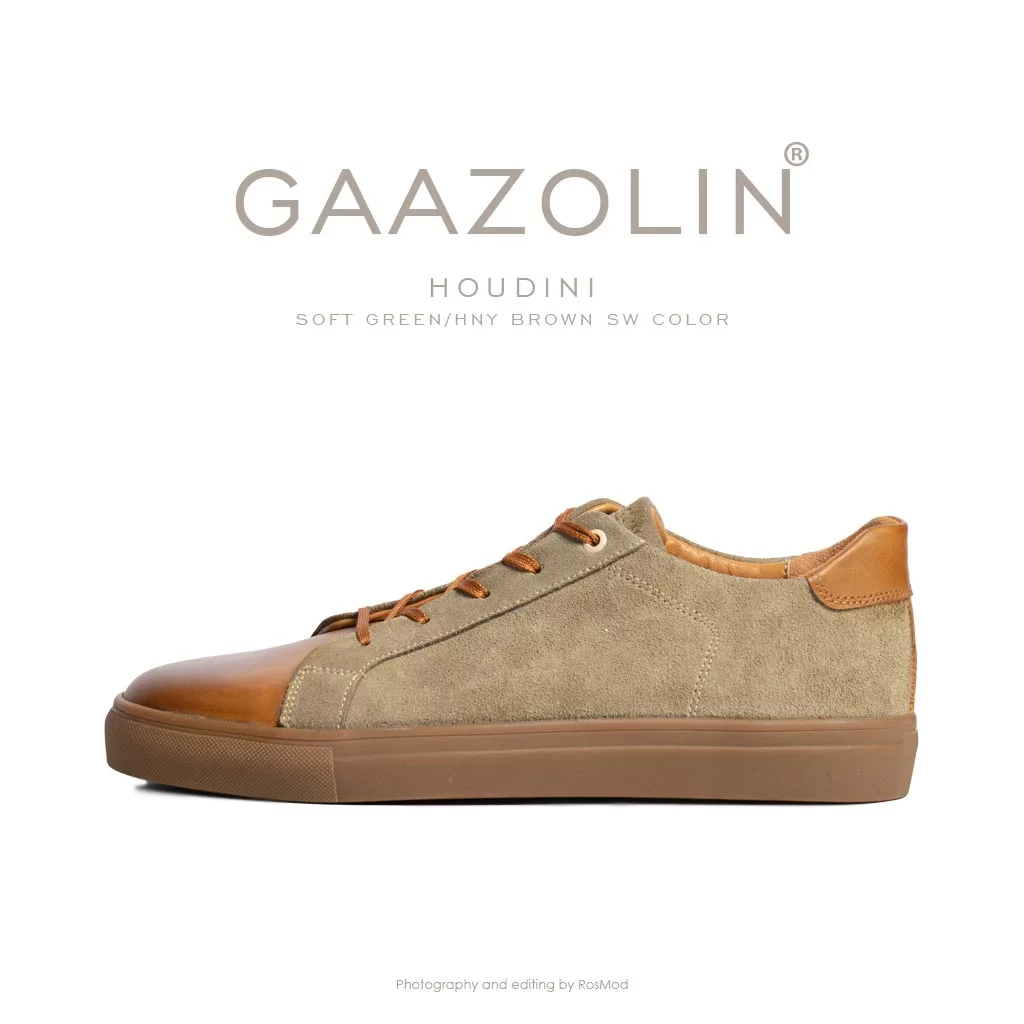 کتانی هودینی گازولین تمام سبز روشن عسلی - GAAZOLIN Houdini Sneakers Soft Green Hny Brown SW