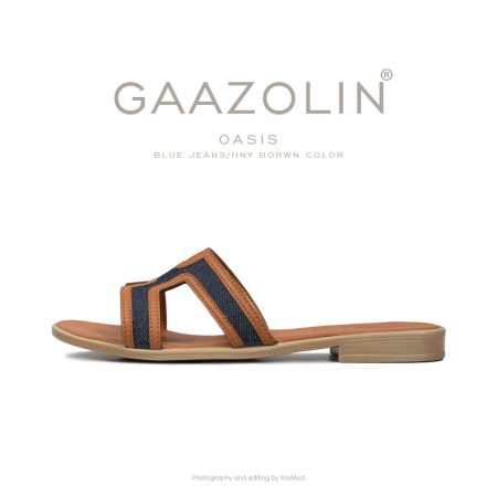 صندل اویسیس گازولین جین آبی - GAAZOLIN Oasis Sandals Blue Jeans Hny Brown