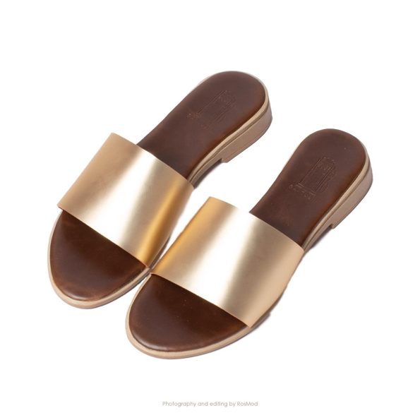 صندل سیمپل گازولین طلایی گردویی - GAAZOLIN Simple Sandals Gold Brown