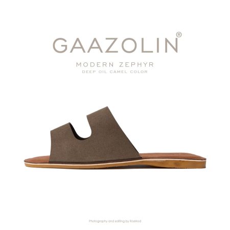 صندل زفیر مدرن گازولین زیتونی شتری - GAAZOLIN Modern Zephyr Sandals Deep Oil Camel