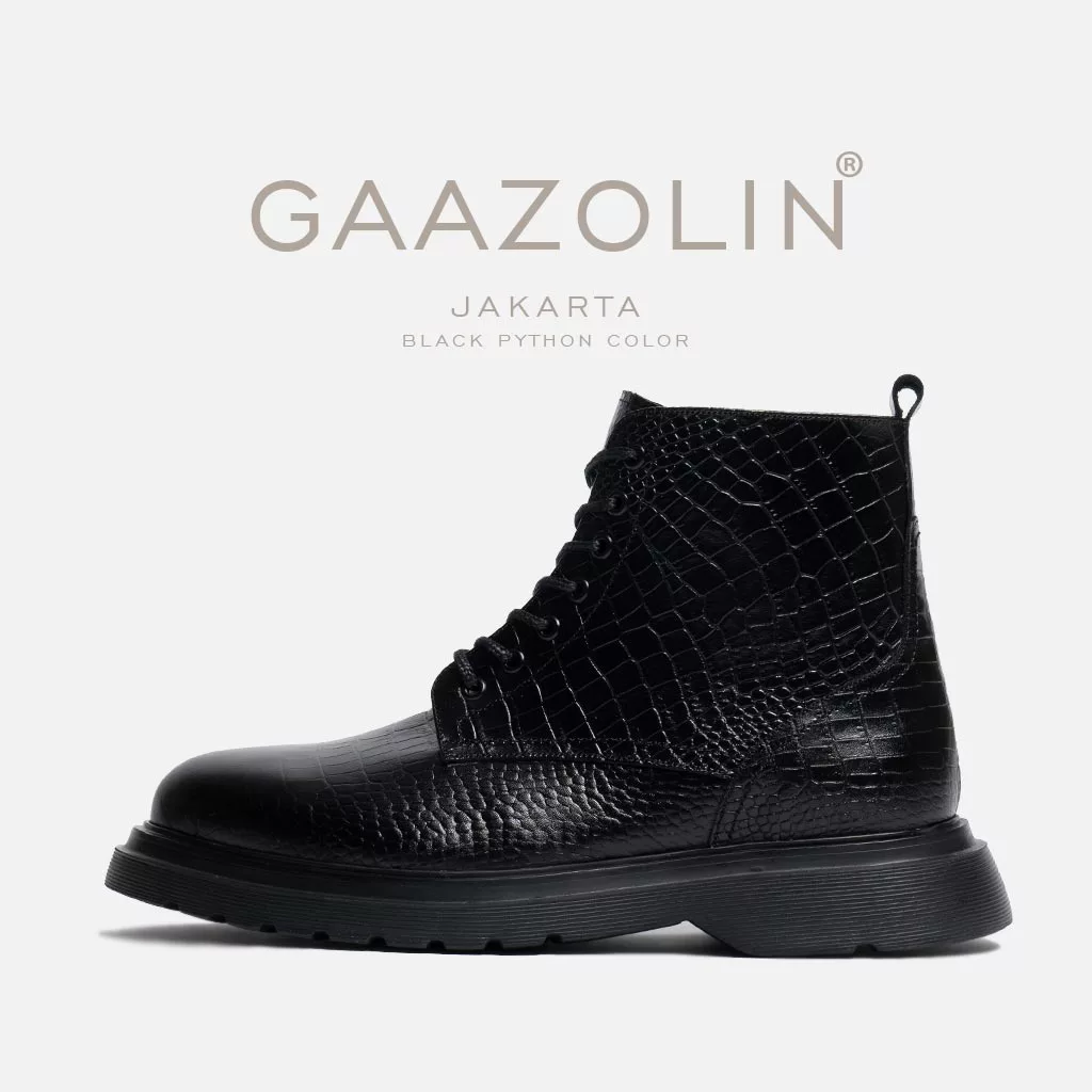 بوت جاکارتا گازولین مشکی پیتون - Jakarta Boots Black Python