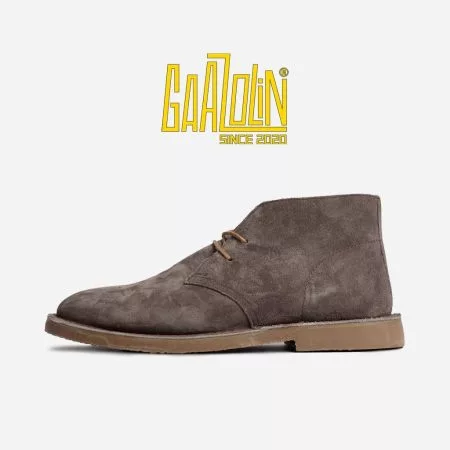 کفش صحرایی سافاری گازولین قهوه ای میانه جیر دور قرمز - Safari Veldskoen B Design Back Stage S Red Line