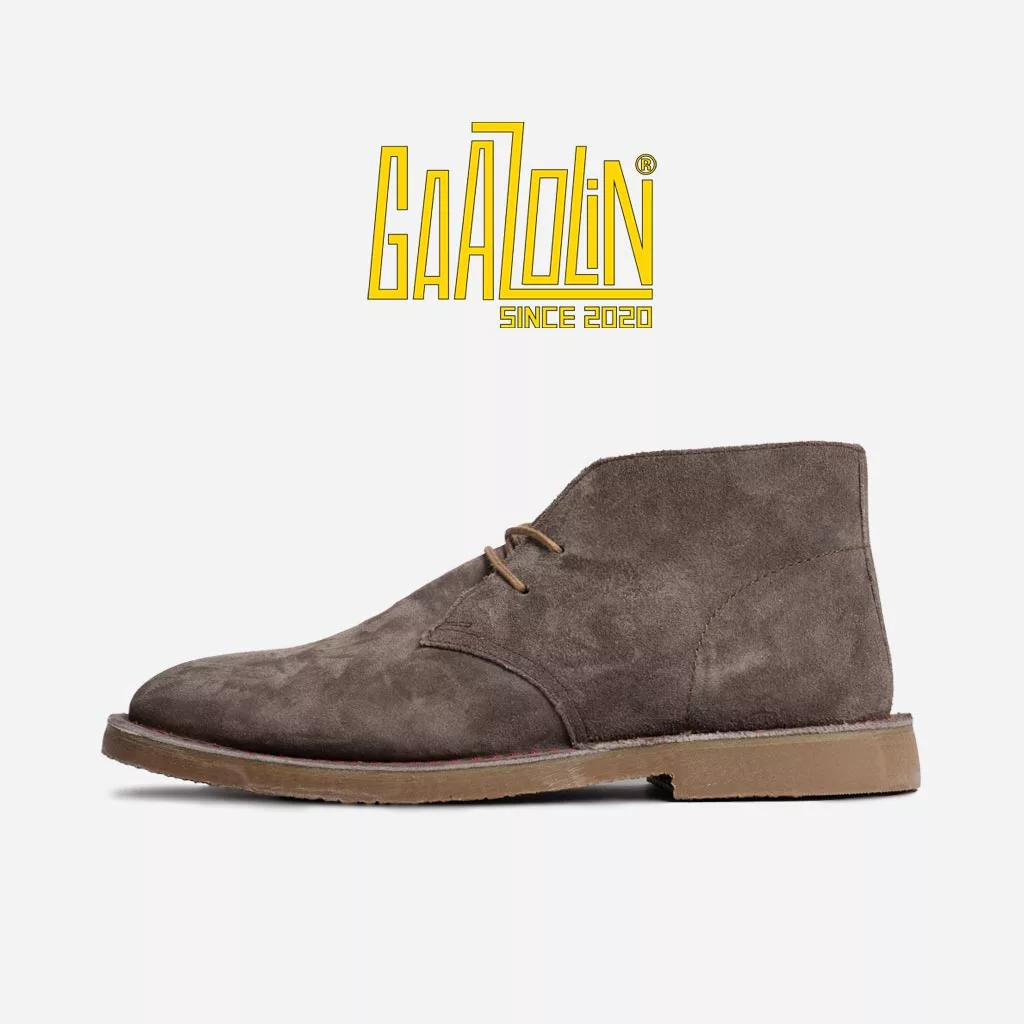 کفش صحرایی سافاری گازولین قهوه ای میانه جیر دور قرمز - Safari Veldskoen B Design Back Stage S Red Line
