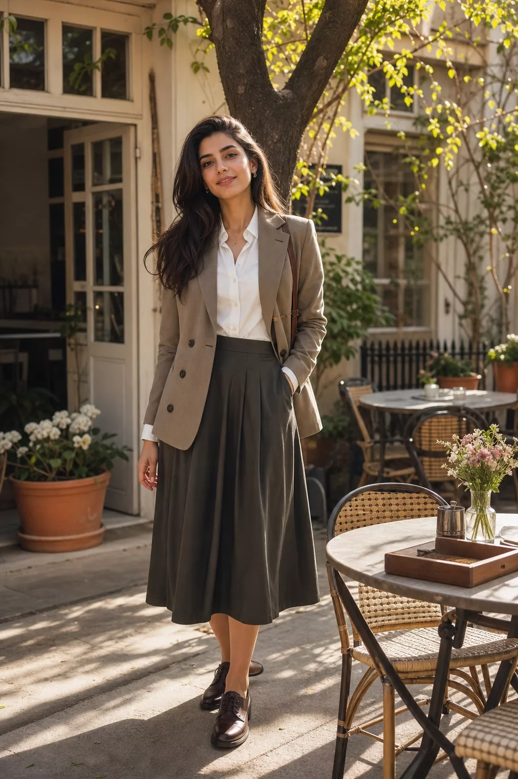 a stylish modern Iranian woman in her late 20s with open hair and no headscarf,