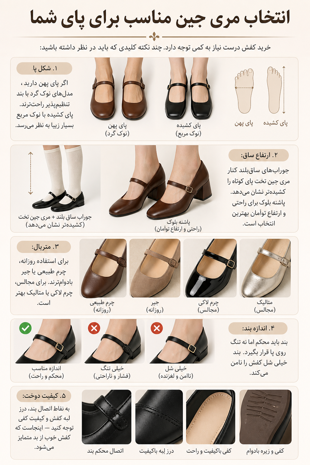 انتخاب مری جین مناسب برای پای شما خرید کفش درست نیاز به کمی توجه دارد. چند