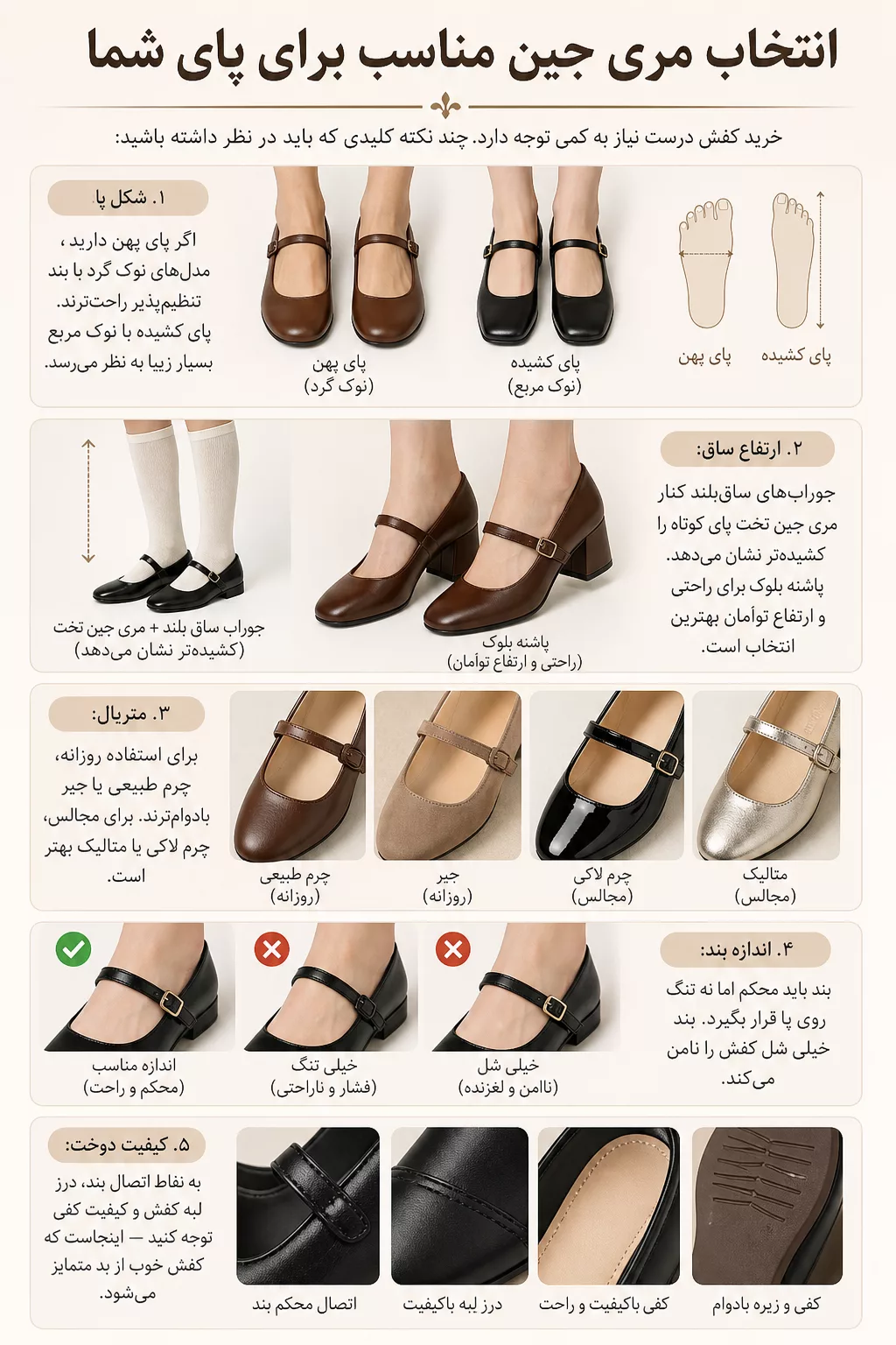 انتخاب مری جین مناسب برای پای شما خرید کفش درست نیاز به کمی توجه دارد. چند