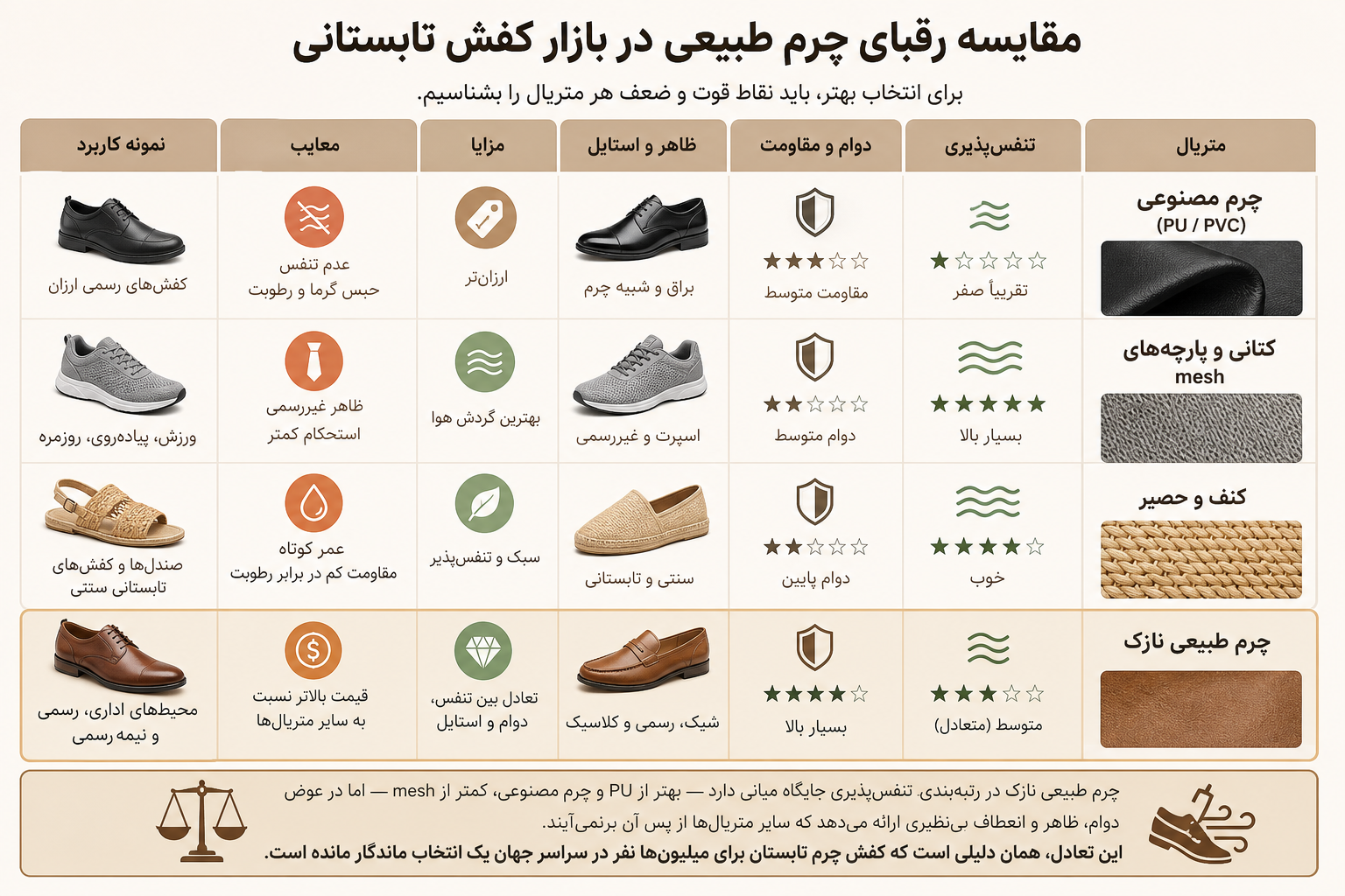 برای اینکه یک قضاوت منصفانه داشته باشیم، باید ببینیم رقبای چرم طبیعی در بازار